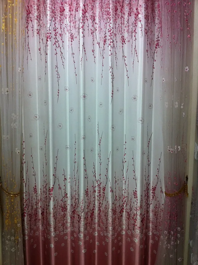 Оптовая продажа тюлевые шторы с цветочной вышивкой занавески персиковые для