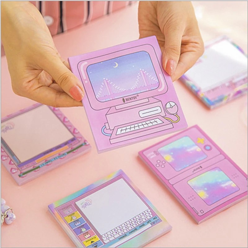 1х Kawaii компьютерная игра машина форма Липкие заметки Post блокнот школьные