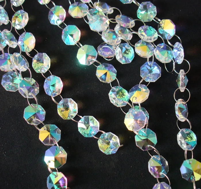 

10m/lot crystal wedding garland strand 14mm beas chain with 11mm rings DIY Christmas party decor Festive & Party Supplies