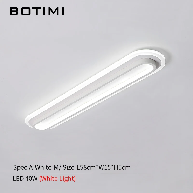 A-White-M-WL BOTIMI прямоугольник 220 В светодиодный потолочный светильник для коридора Современный Белый поверхностный монтаж гардеробная лампа простое офисное освещение - Цвет корпуса: A-White-M-WL
