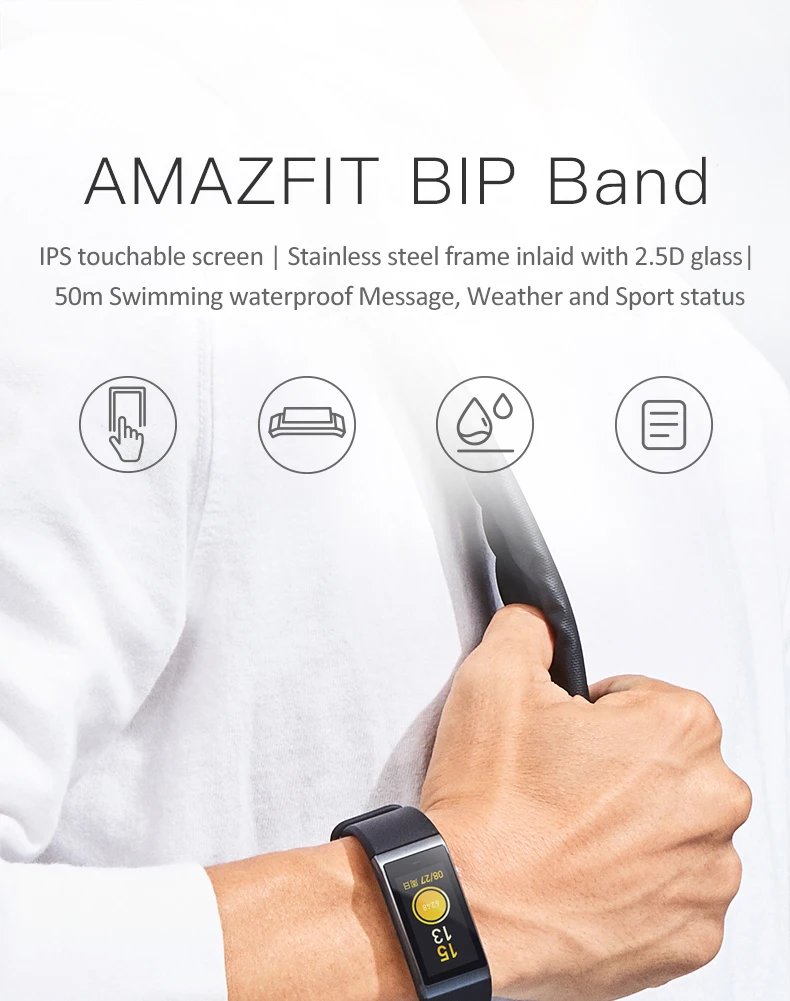 Оригинальные смарт-браслеты Xiaomi Amazfit MiDong, 1,23 дюймов, ips экран, монитор сердечного ритма, фитнес-трекер, водонепроницаемый, 50 м, для плавания