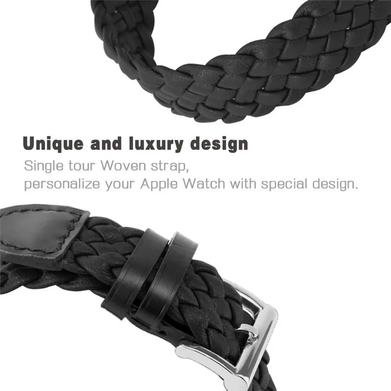 Винтажный Плетеный ремешок из искусственной кожи для Apple Watch band 4 44/40 мм мужчин и
