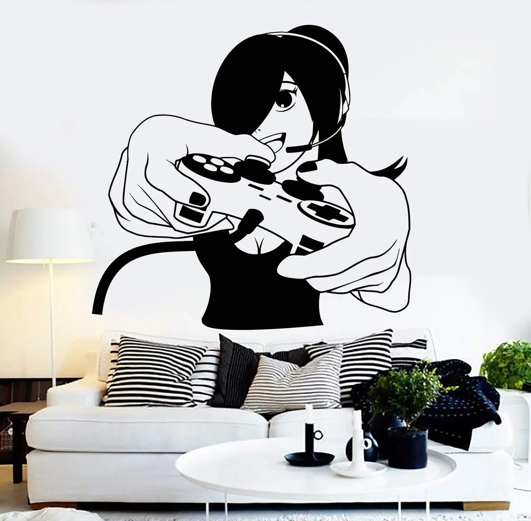 

Vinyl wall decal game girl video game game room game sticker, game hall, girl love game girl room fashion decoration YX27