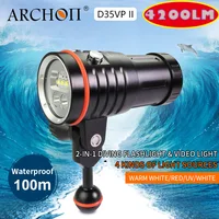 ARCHON D35VP II 4200lm dive photography light diving lighting lamp 18650 Li-ion batter dive lights Video Light+Red+UV+Spot lamp