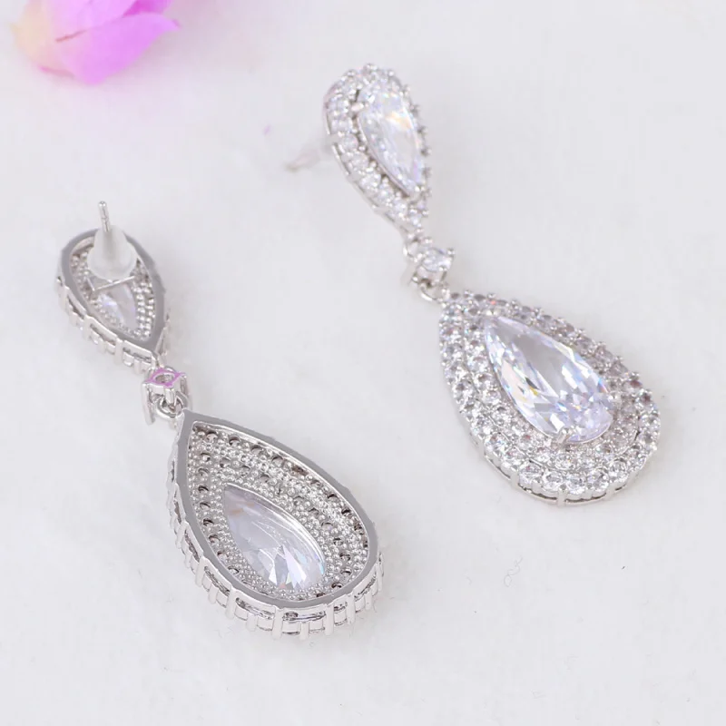 Серьги гвоздики женские с белыми кристаллами и цирконием ААА|jewelry tool|jewelry layoutsjewelry