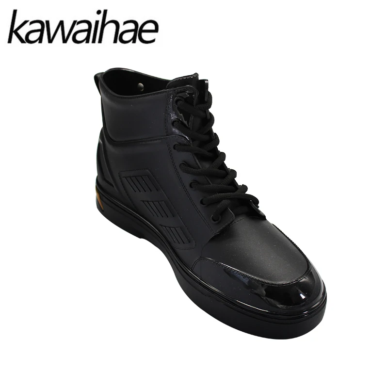 2017 осень-зима Водонепроницаемый резиновая ПВХ мужские сапоги Силконовые Шнурки