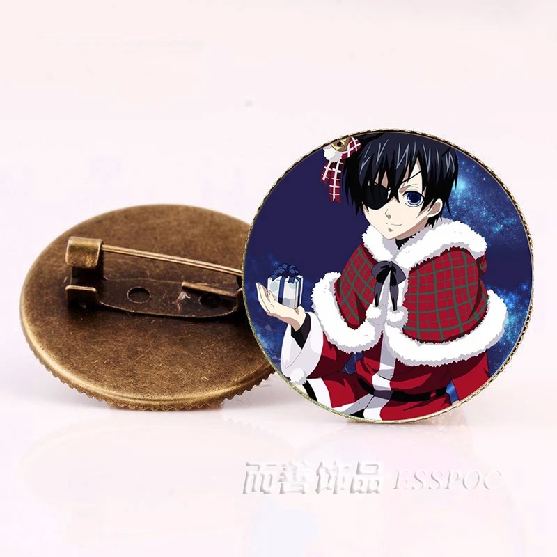 Аниме Черный дворецкий Броши Бронзовый значок Kuroshitsuji Ciel Phantomhive Себастиан Грелл Madame Red косплей подарок - Окраска металла: as show