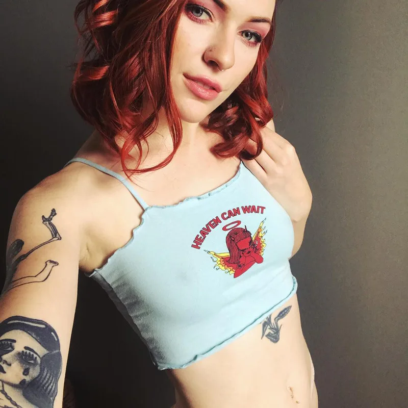 ArtSu Devil Angel, женский короткий топ без рукавов, Boho, топ на тонких бретелях, синие летние топы, уличная одежда ASVE20520