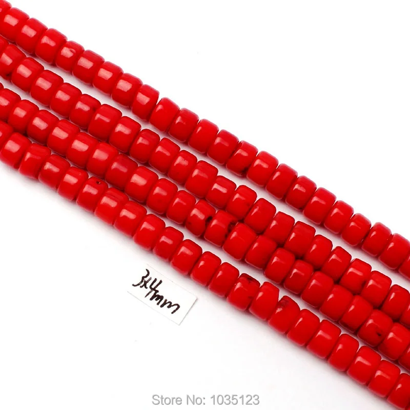 

3x4 мм Гладкие натуральные красные коралловые формы Рондель свободные бусины нитка 15 дюймов DIY творческие ювелирные изделия w3043