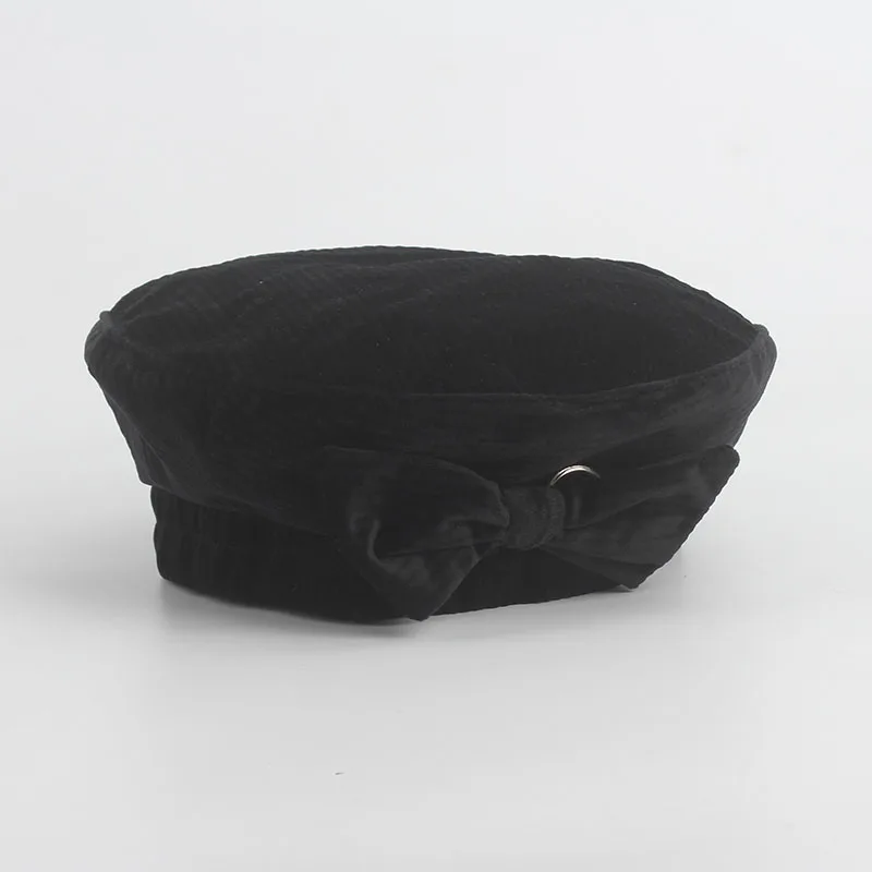 Женский Бархатный берет ROSELUOSI с бантом женский милый однотонный шапка для осени и