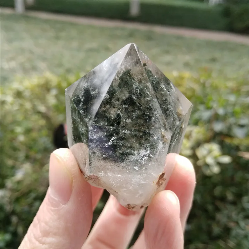 Натуральный Ghost Phantom Quartz кристальная палочка для медитации медитация чакра