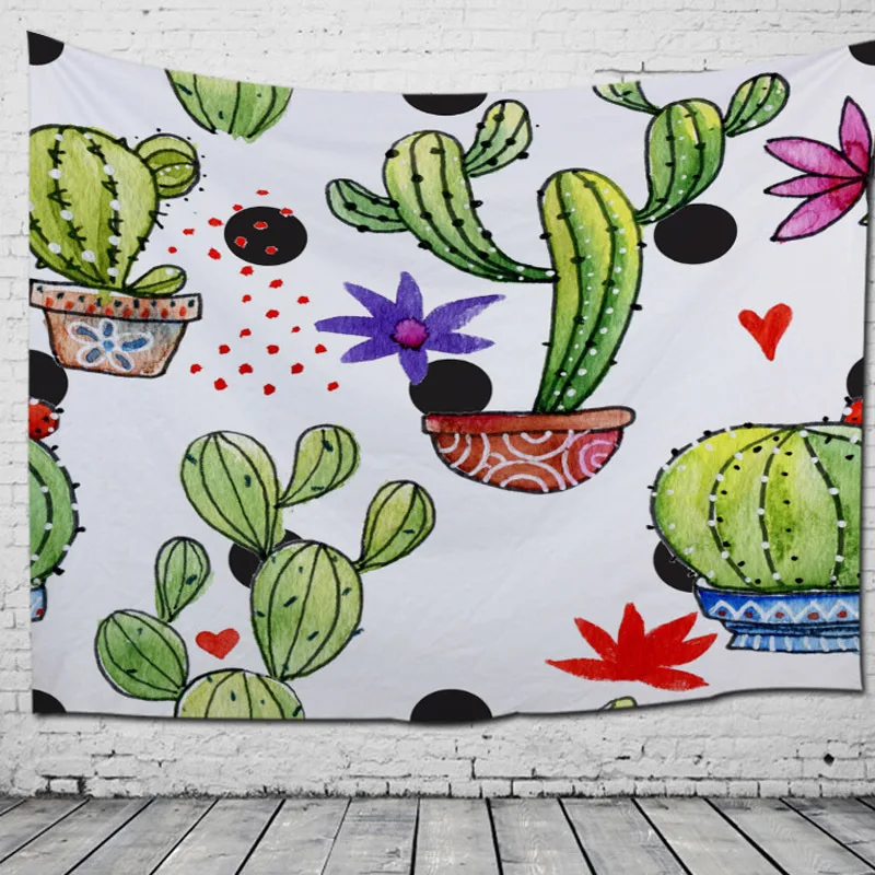 Яркий Цветной 100% полиэстер кактус прямоугольник Гобелены современный