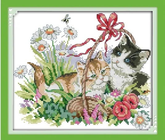Spring Всесезонный Набор для вышивки крестиком для кошек, весна, лето, Осень, Зима, 14ct, 11ct, количество, холст, вышивка, сделай сам, ручная работа, рукоделие, плюс - Цвет: Spring