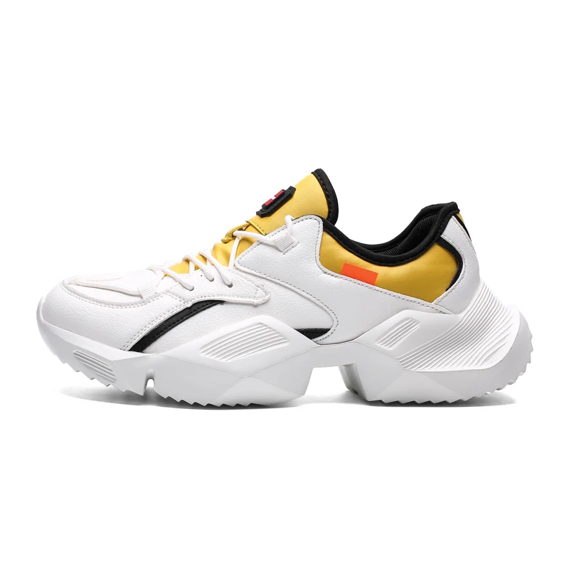white yellow 9986 Горячая Распродажа, мужские кроссовки для бега, мужские спортивные кроссовки на массивном каблуке, мужская спортивная обувь, уличные Прогулочные кроссовки, обувь, chaussure homme - Цвет: white yellow 9986