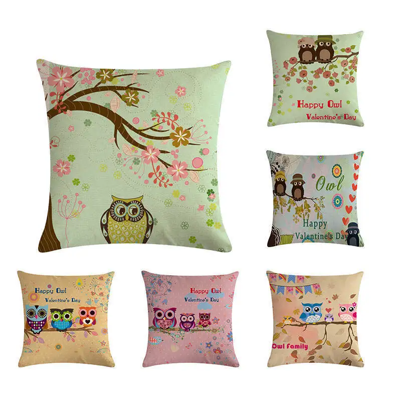 

Lovely Cartoon Owl Throw Pillow Case Sofa Bed Cushion Cover Home Decor 45*45cm