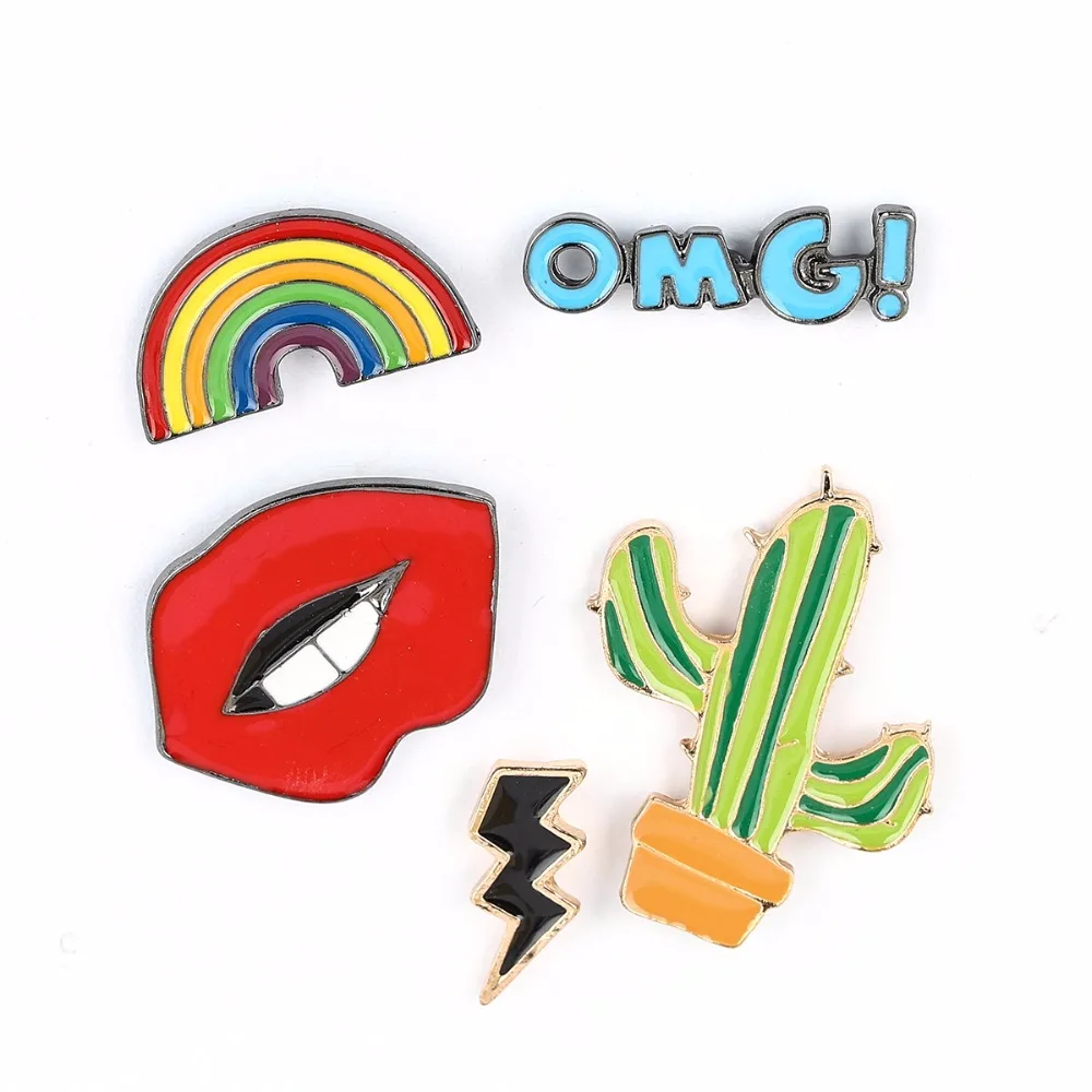 5 шт./компл. модная летняя эмалированная брошь сексуальные губы радуга кактус