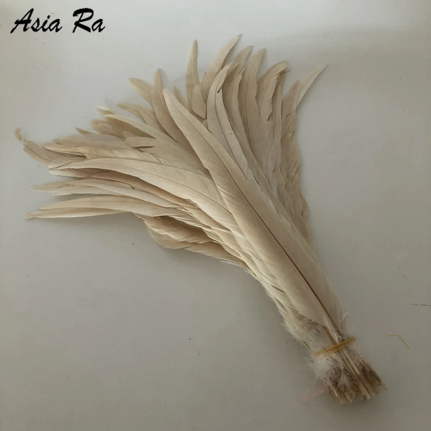 

500PC Raw White Bleached DIY Rooster Feather Hair Extension Pheasant Tail Feathers for Wedding Bouquet Decoration Length 20-25cm