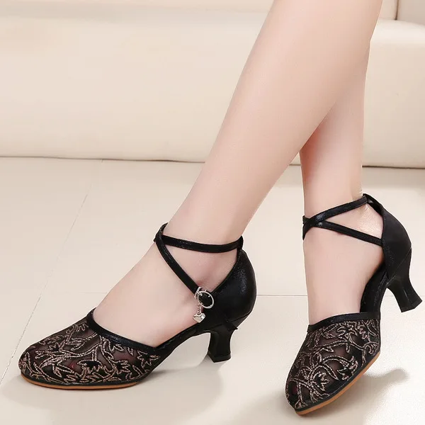 Туфли-лодочки женские для латиноамериканских танцев сетчатые босоножки с мягкой