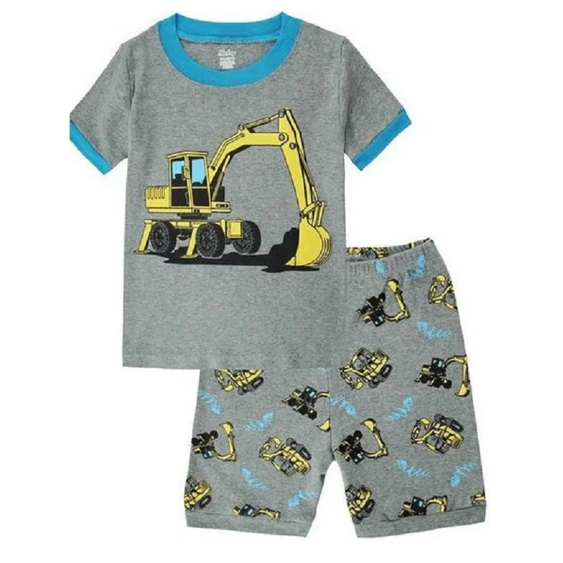 

Excavator Children Pajamas Boy Clothes Suits 2021 Summer Short Sleeve Cotton Baby T-Shirts Short Pants PJS Kids Sleepwear 2-7Y