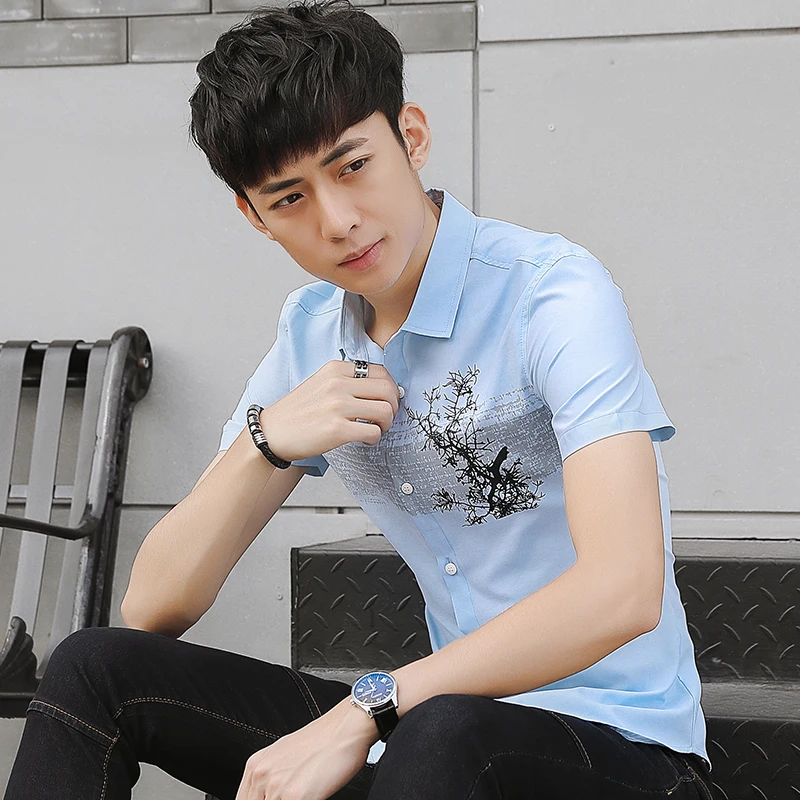 Для мужчин одежда платье рубашка Camisa Masculina Slim Fit Футболка с цветочным принтом
