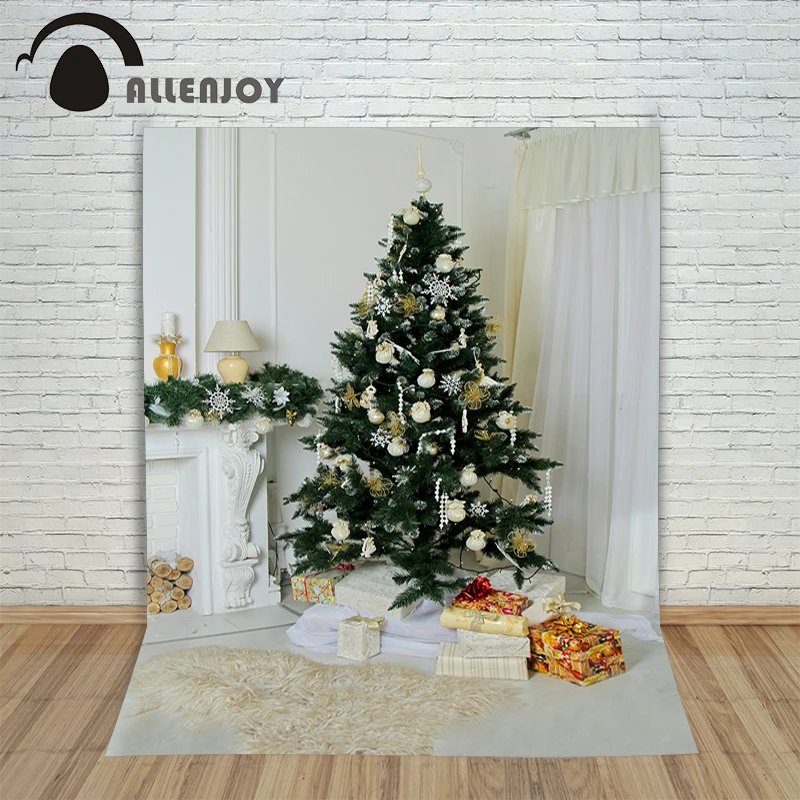 Фотофон Allenjoy Рождественская елка камин подарок белый новогодний
