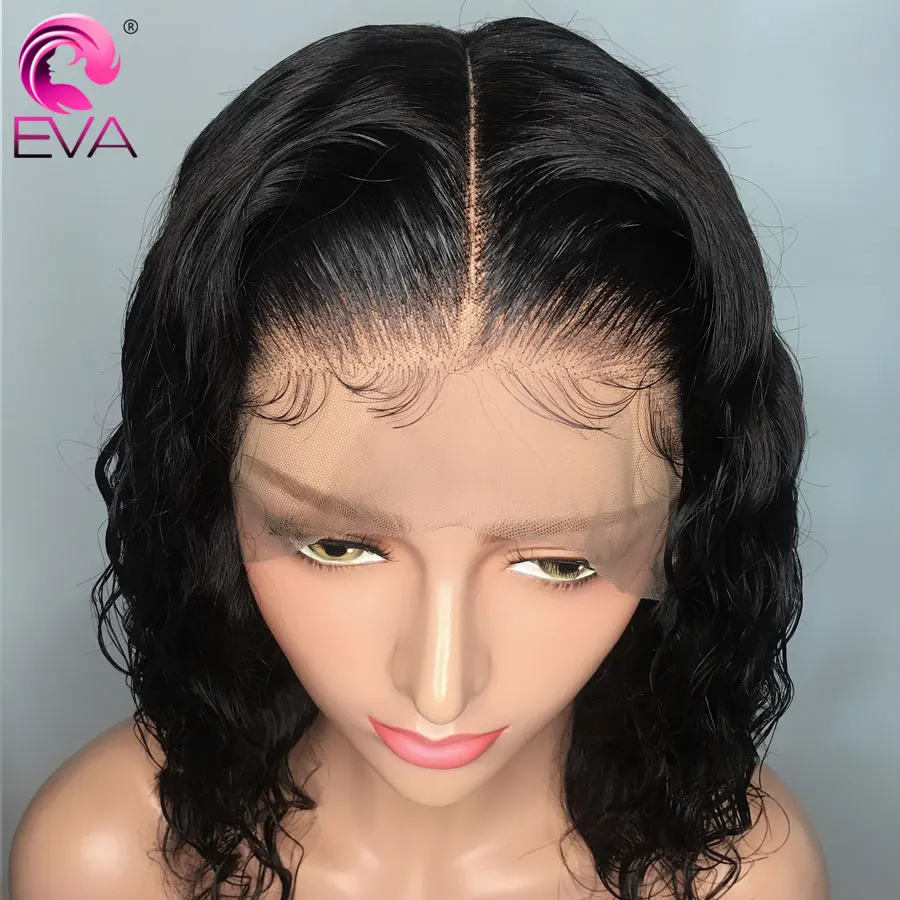 Eva Hair 360, парик на кружевном фронте, предварительно выщипанный с детскими волосами, короткий Боб, кружевные передние человеческие волосы, парик для черных женщин, бразильские волосы remy