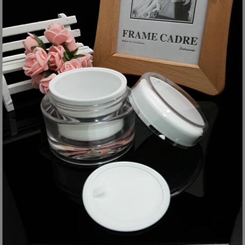 Белая акриловая круглая бутылка для крема 50 г пластиковая банка ночного