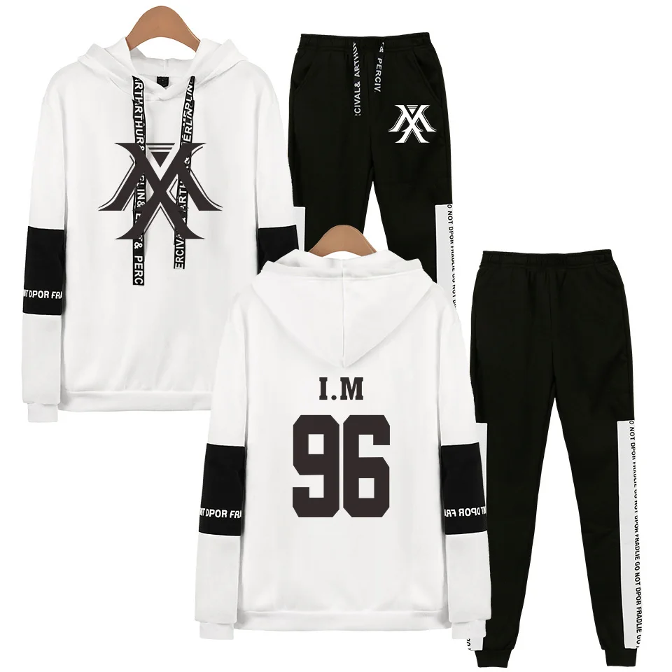 White 96 IM Kpop MONSTA X Fans толстовка с капюшоном спортивные костюмы для женщин и мужчин Kpop Wonho YOOKIHYUN I.M Jooheon комплект из двух предметов - Цвет: White 96 IM