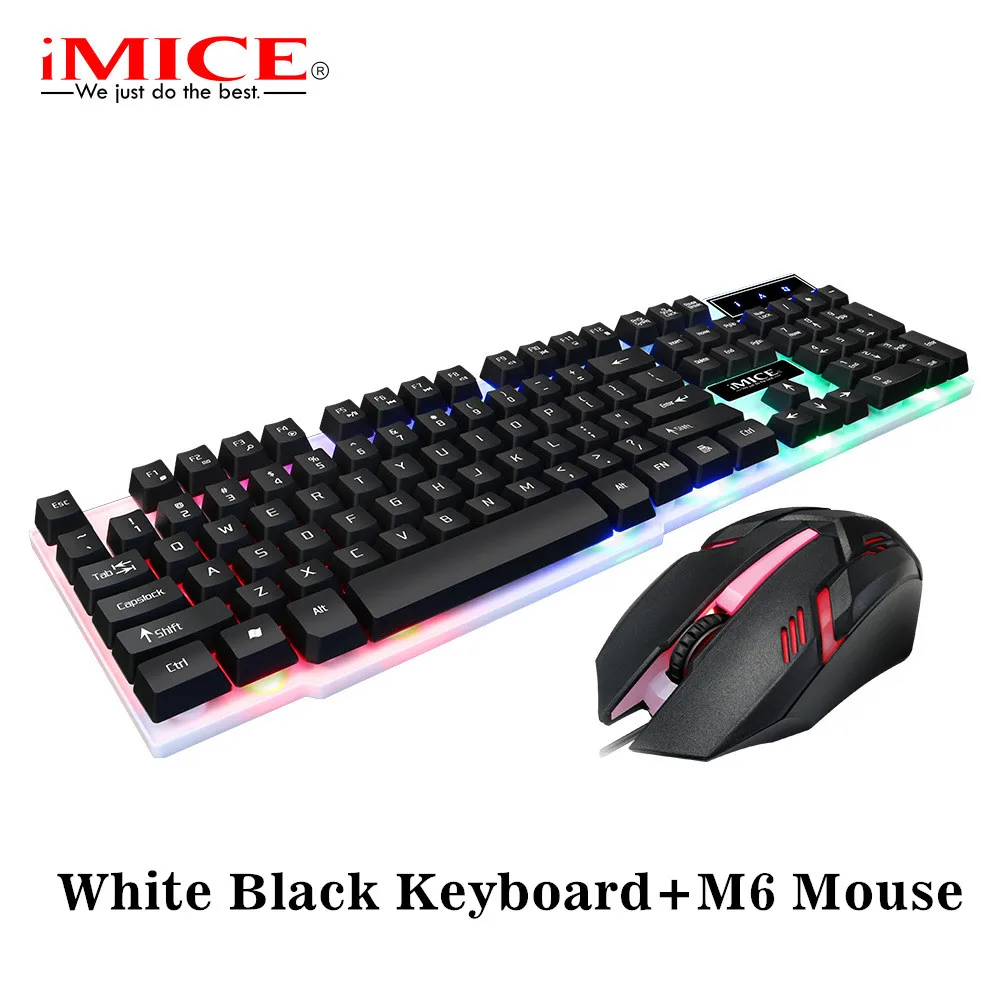 MK-660 White Black IMice профессиональная Проводная игровая клавиатура, игровые клавиатуры, мышь, комплект, светодиодный, подсветка, USB Проводная клавиатура, мышь, набор для ПК, настольный компьютер - Цвет: MK-660 White Black