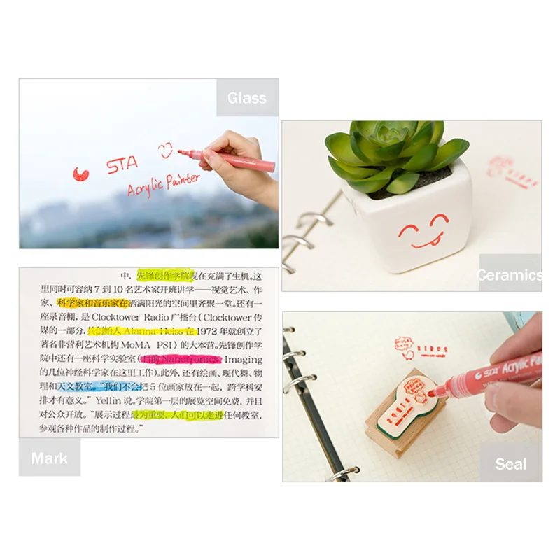 12/24 цветов водостойкие маркеры для акриловой краски на водной основе рисования