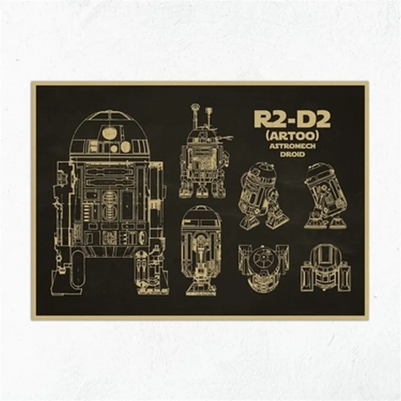 Винтажный фильм Звездные войны Сокол Миллениум робот R2-D2 звезда Плакат с эсминцем кафе бар Домашний Декор Ретро Крафт настенная бумажная наклейка