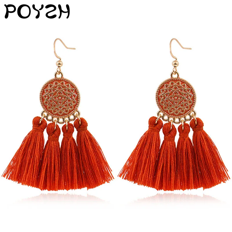 Круглые хлопковые кольца с кисточками и в 6 видов цветов стиле модные украшения