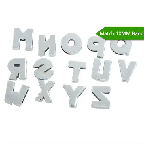 

10MM Slider Charms,Crystal Rhinestones Alphabets Beads''T'' ,Silver Plated,Match 10mm Band or Slider Bracelet