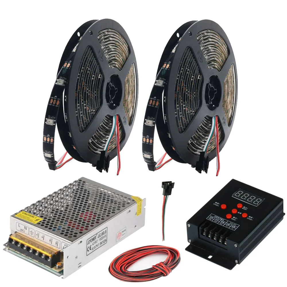WS2812B WS2812 RGB светодиодный светильник лента T-500 полноцветный интеллектуальный RGB светодиодный контроллер DC5V светодиодный трансформатор комплект 5 м 10 м 15 м