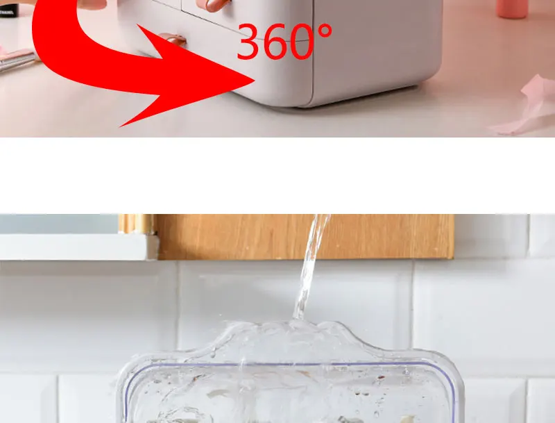 Туалетный столик, органайзер для косметики, вращение на 360 °, акриловая раскладушка, 3 ящика, зеркальная коробка для хранения помады, держатель для украшений