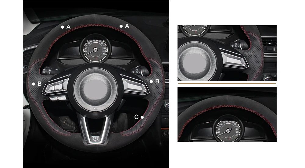 MEWANT черный замшевый чехол на руль для Mazda 3 Axela Mazda 6 Atenza CX-3- CX-5- CX-9 Toyota Yaris