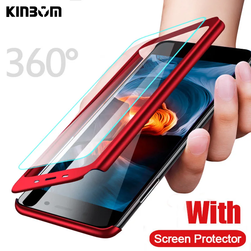 KINBOM 360 Case For Xiaomi Redmi K20 Note 7 5 6 Pro Soft film Hard Cover for 6A 4X Plus Full protection |