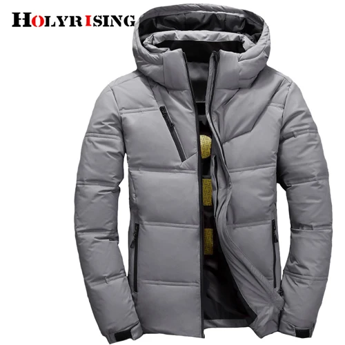 Grey Мужской пуховик piumino uomo inverno, 3 цвета, doudoune, мужская куртка с капюшоном, ветрозащитная верхняя одежда, повседневный белый пуховик s 18518-5 - Цвет: Grey