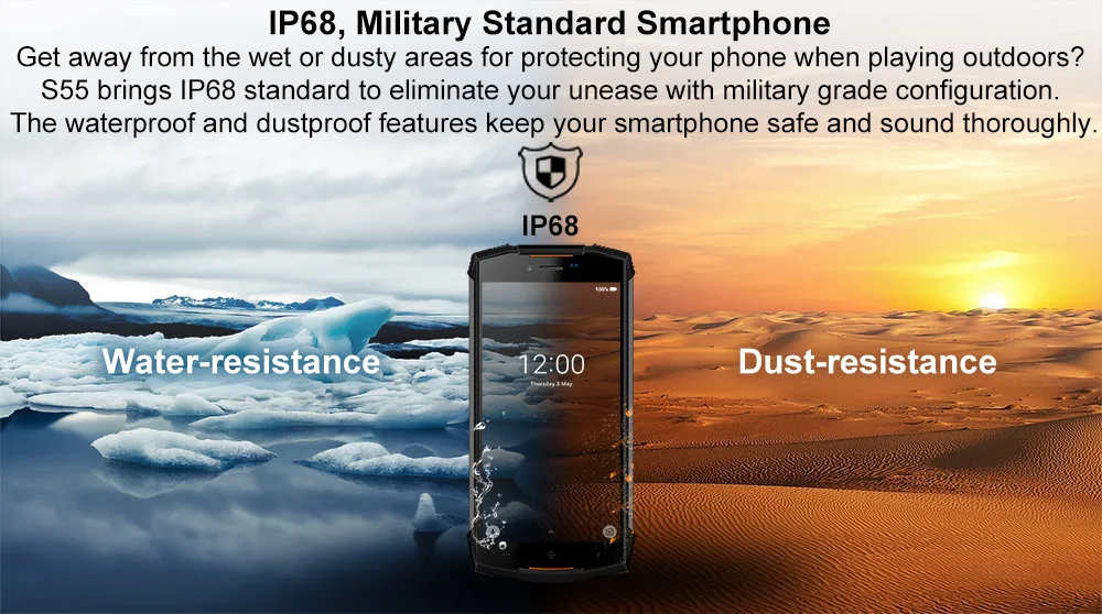 IP68 Водонепроницаемый DOOGEE S55 5,5 дюймов 18:9 смартфон 4 ГБ ОЗУ 64 Гб ПЗУ 5500 мАч MTK6750T Восьмиядерный Android 8,0 две sim-карты 13,0 МП 5V2A