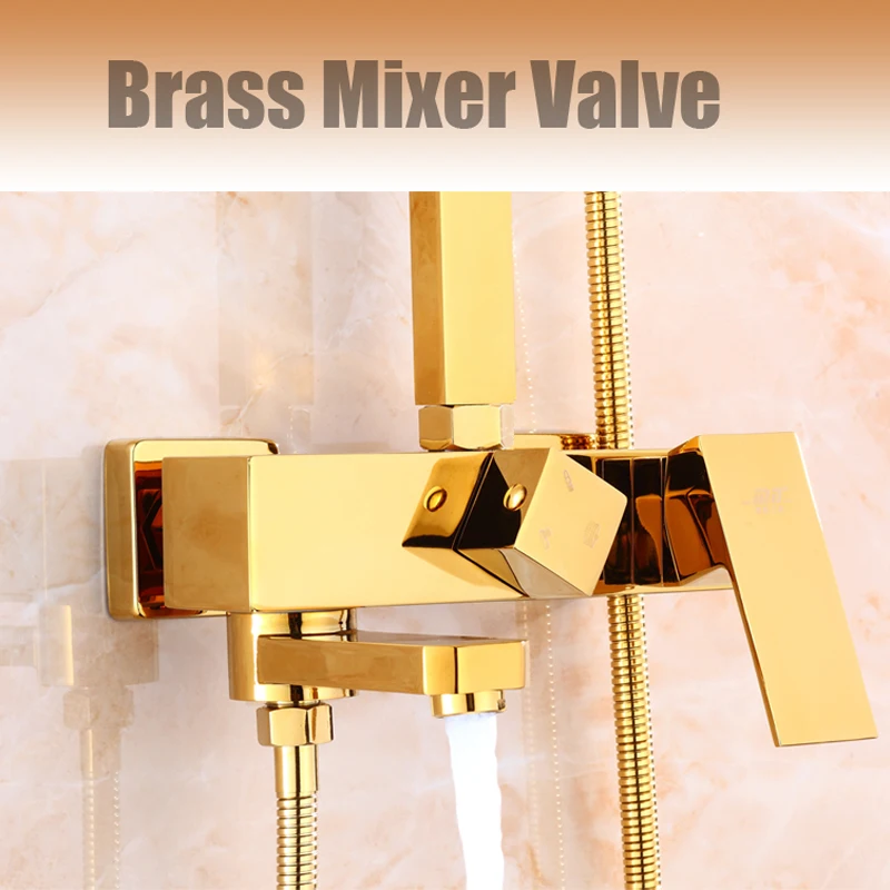 Роскошный латунный золотой душевой кран с одним рычагом 8 &quotСмеситель для дождя