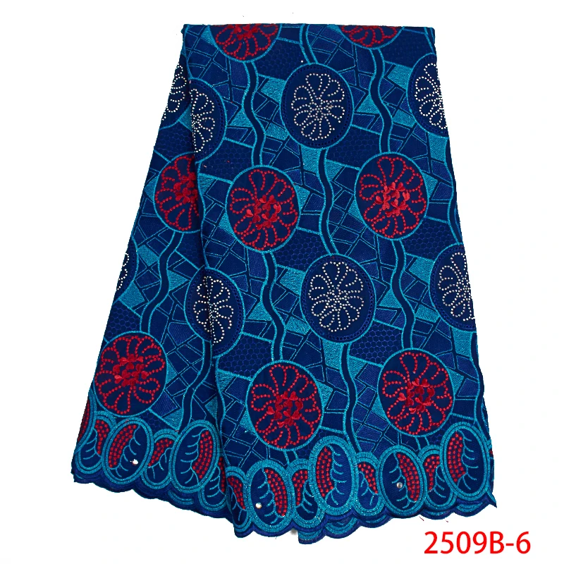 African Swiss Lace Fabric 2019 High Quality Voile in Switzerland Embroidery Cotton with Stones for Dresses KS2509B-6 |