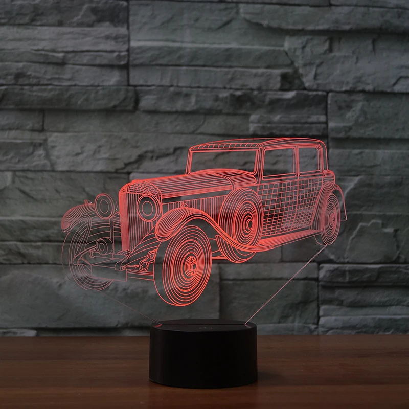 Классический античный автомобильный 3D светодиодный светильник, цветной Ночной светильник, сенсорная настольная лампа для мальчика, автомобильные вентиляторы, декор для комнаты, Детский Рождественский подарок