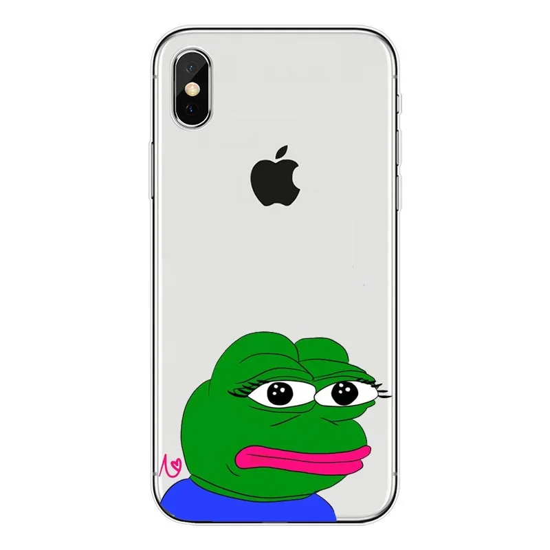 TPU Для iPhone 11 7 7Plus 6S 6Plus 8 8Plus XS MAX XR SE Pepe Memes Sad Frog Мягкий ТПУ чехол для телефона Модный Зеленый Sad лягушонок Пепе чехол - Цвет: TPU