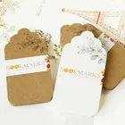 60 шт.компл. белые Подарочные Метки из крафт-бумаги с цветами, бумажные открытки для творчества, ярлыки для одежды, вечерние бирки для подарков