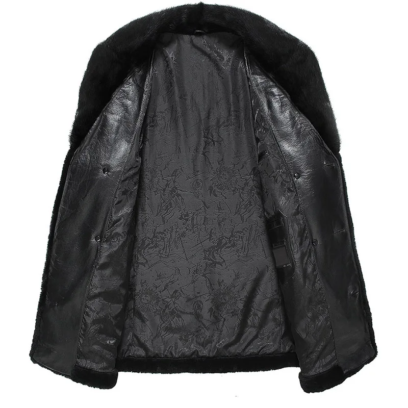 2019 мужское цельное пальто Длинная норковая шерстяная куртка с воротником Прямая