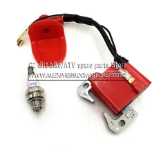 Производительность Красный катушки зажигания для 43cc 47cc 49cc Мини Quad карманный Dirt Bike ATV 2-х тактный двигатель части с L7T Свеча зажигания