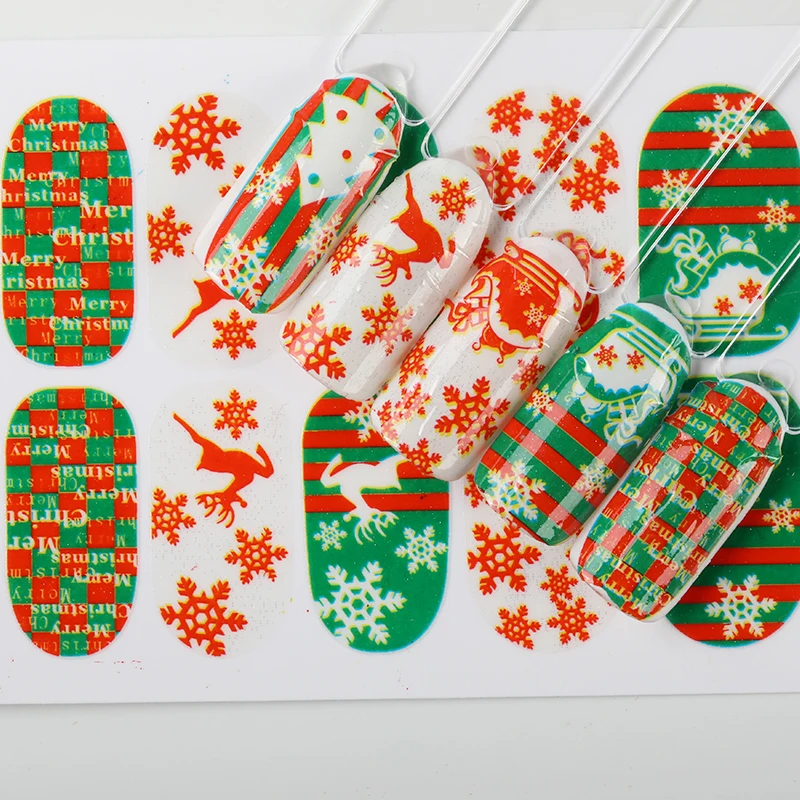 ROSALIND Nail Art Stickers Christmas Style Wraps Manicure Gel Polish Decoration Colorful Transfer Decal | Красота и здоровье