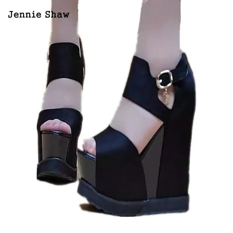 Женские сандалии на высокой платформе очень высоком каблуке 15 см с открытым