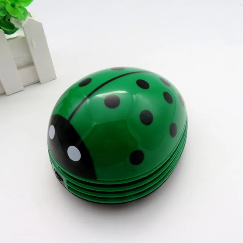 Green Настольная клавиатура ручной портативный мини Божья коровка ингаляция резиновый журнальный столик пылесос пылесборник для дома и офиса - Color: Green