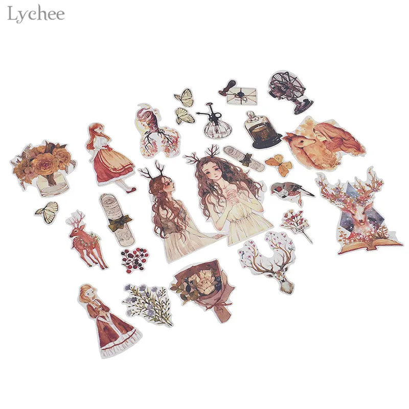 Клейкая Бумажная наклейка Lychee Life для девочек с милым оленем детский альбом